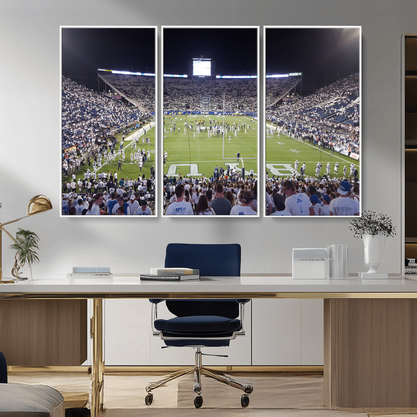 MGV-FC-48X32-3P - Brigham Young University Cougars Football Print Canvas - Provo LaVell Edwards Stadium Wall Art