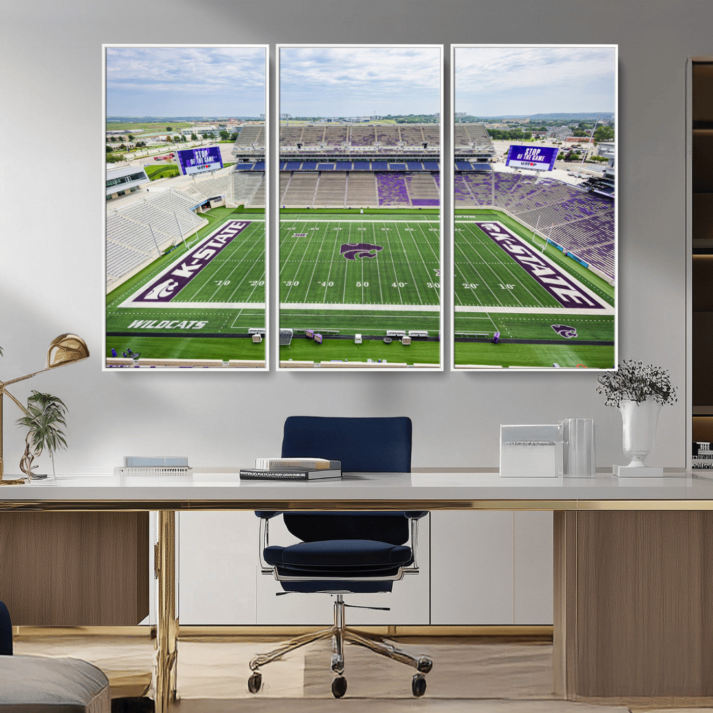 MGV-FC-48X32-3P - KState Wildcats Football Team Print - Manhattan Bill Snyder Family Football Stadium Wall Art Canvas