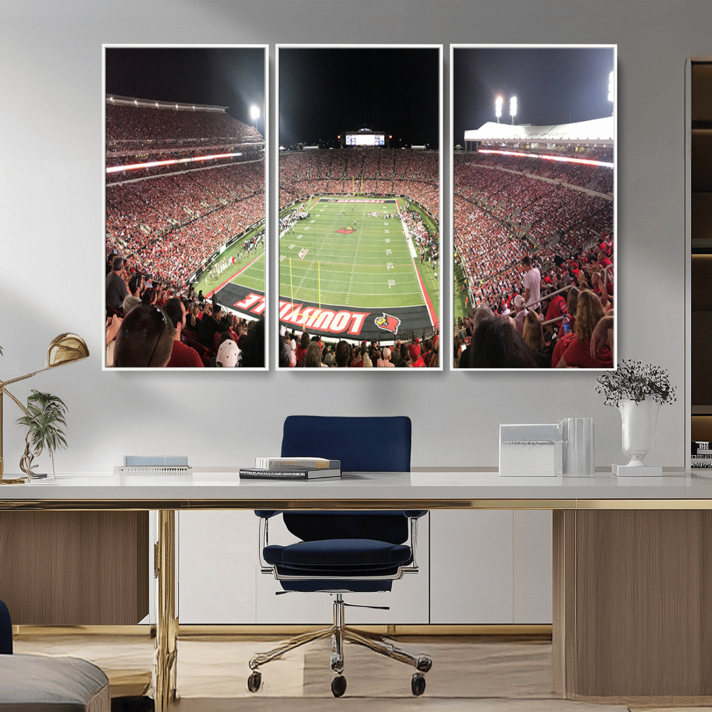 MGV-FC-48X32-3P - University of Louisville Cardinals Football Team Print - Louisville Cardinal Stadium Wall Art Canvas