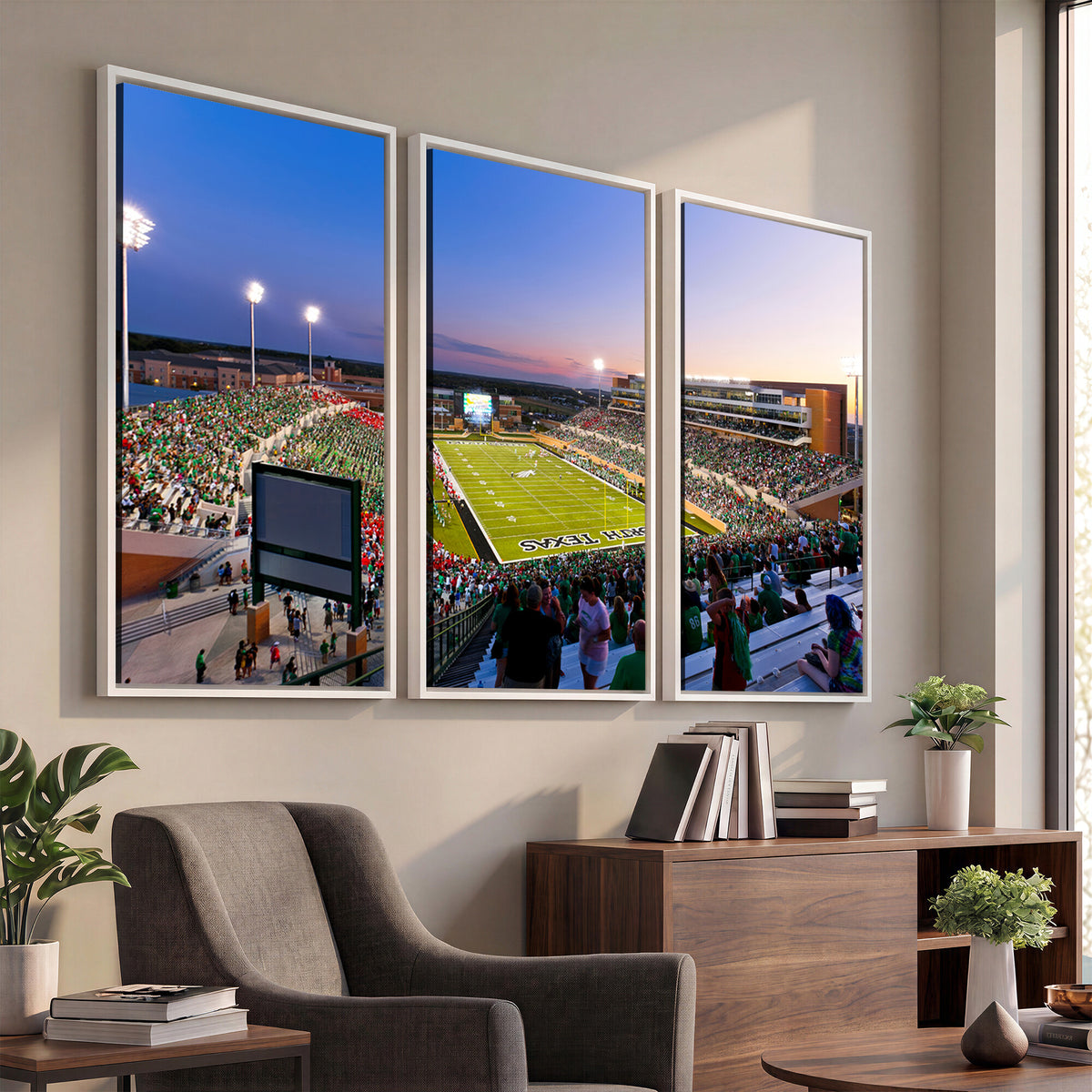 25916-MGV-CV-36X24 - University of North Texas Mean Green Football Team Print - Denton DATCU Stadium Canvas Print Wall