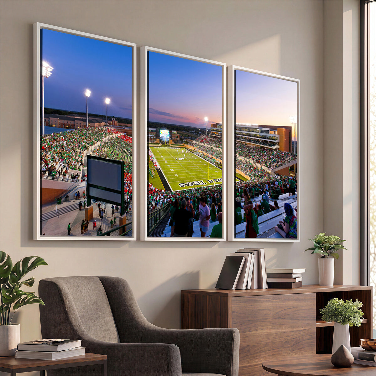 81582-MGV-CV-36X24 - University of North Texas Mean Green Football Team Print - Denton DATCU Stadium Wall Art Canvas