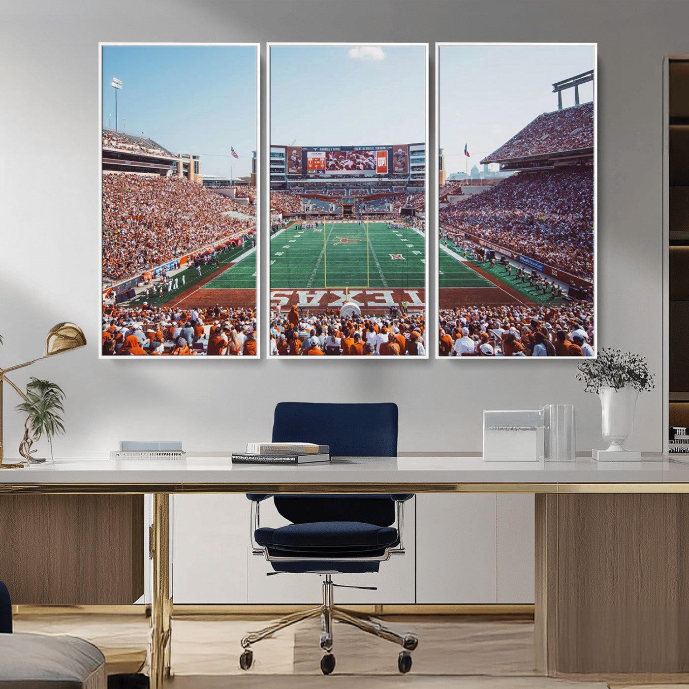MGV-FC-48X32-3P - Framed Texas Memorial Stadium Canvas, University of Texas Longhorns Football Team Print - Austin