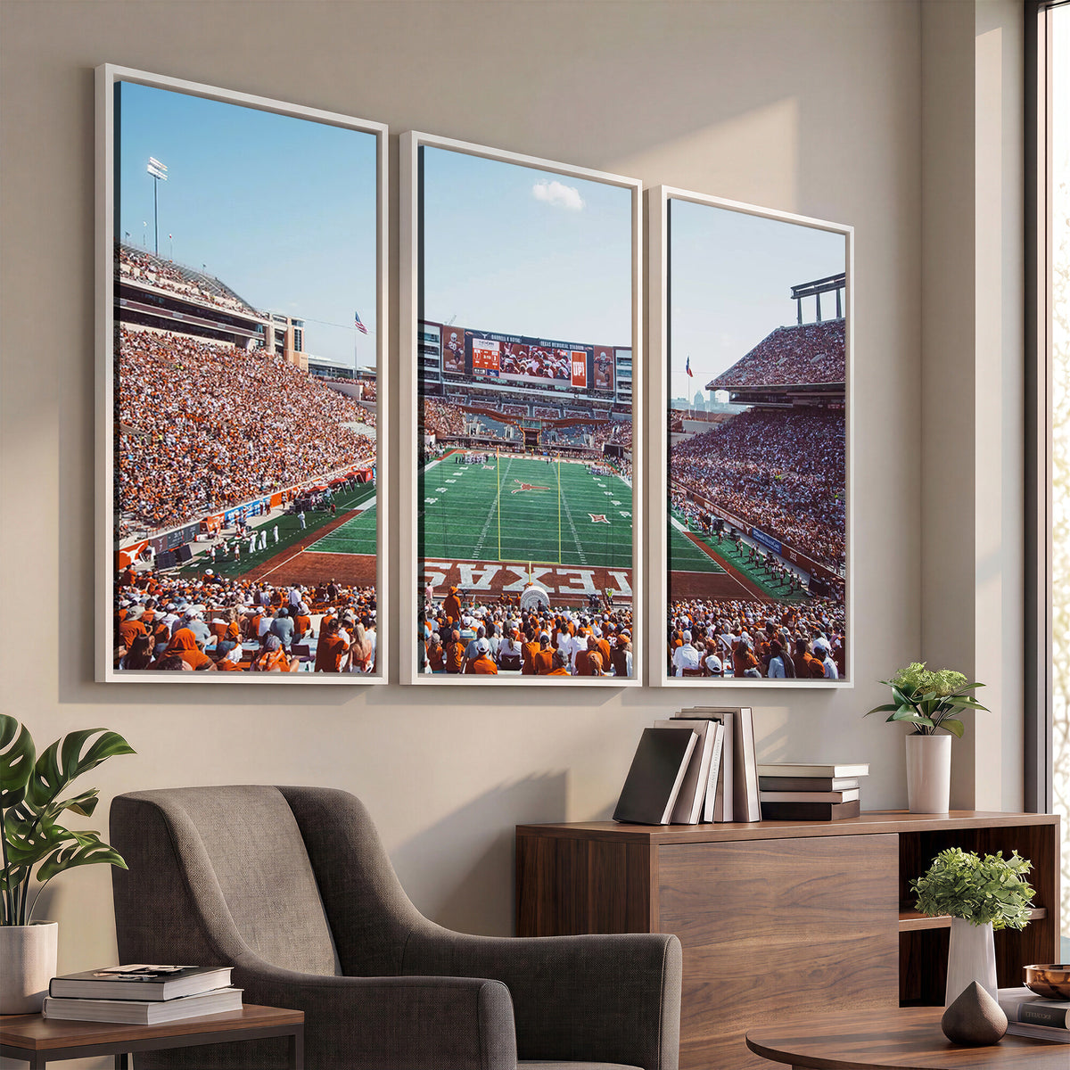 14826-MGV-CV-36X24 - Framed Texas Memorial Stadium Canvas, University of Texas Longhorns Football Team Print - Austin