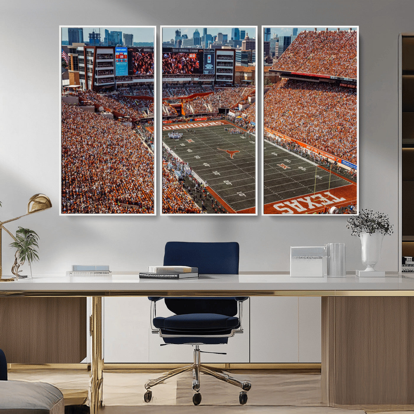 MGV-FC-48X32-3P - University of Texas Longhorns Football Team Print - Austin Darrell K Royal-Texas Memorial Stadium