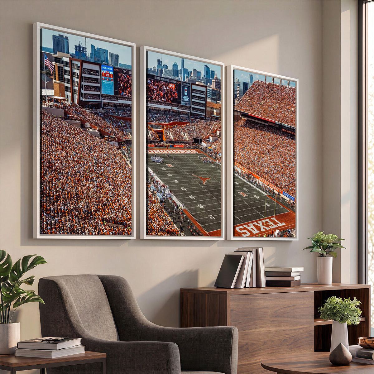 92103-MGV-CV-36X24 - University of Texas Longhorns Football Team Print - Austin Darrell K Royal-Texas Memorial Stadium