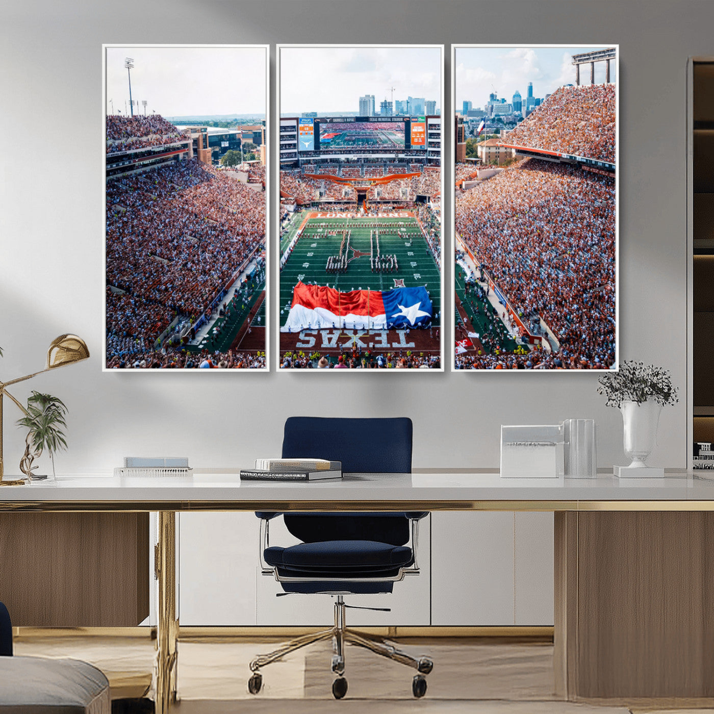 MGV-FC-48X32-3P - University of Texas Longhorns Football Team Canvas Print - Austin Darrell K Royal-Texas Memorial