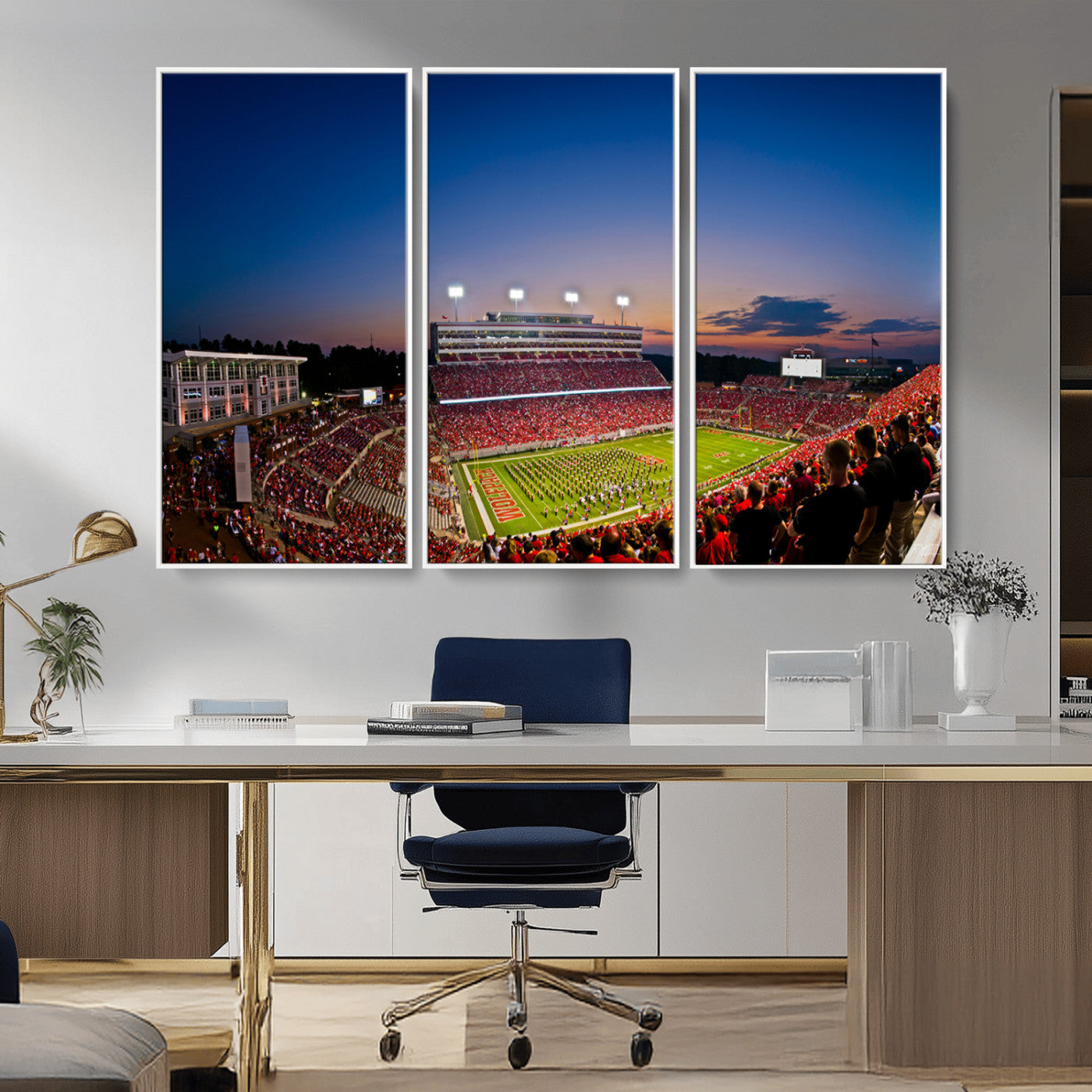 MGV-FC-48X32-3P - Wolfpack Football Team Wall Art Print - Raleigh Carter-Finley Stadium Wall Art Canvas Print