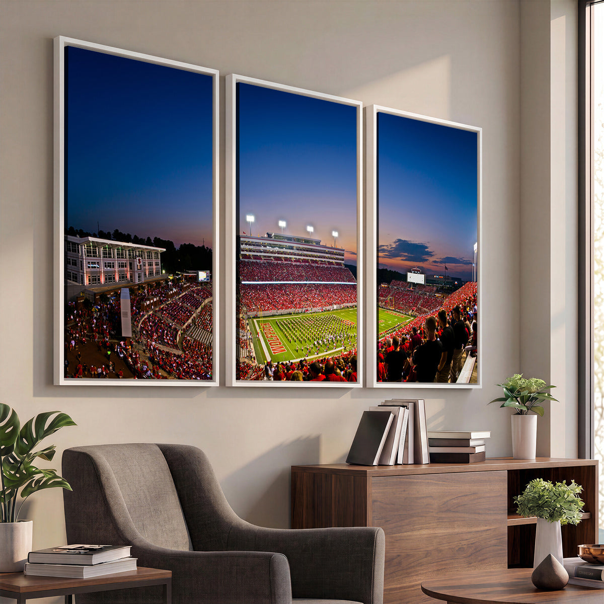 76202-MGV-CV-36X24 - Wolfpack Football Team Wall Art Print - Raleigh Carter-Finley Stadium Wall Art Canvas Print