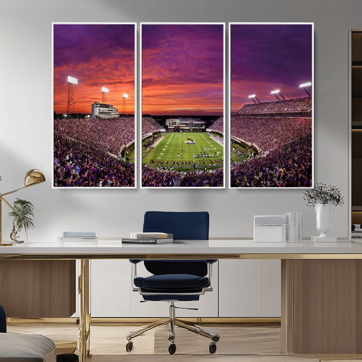 MGV-FC-48X32-3P - East Carolina University Pirates Football Print Canvas- Greenville Dowdy-Ficklen Stadium Wall Art