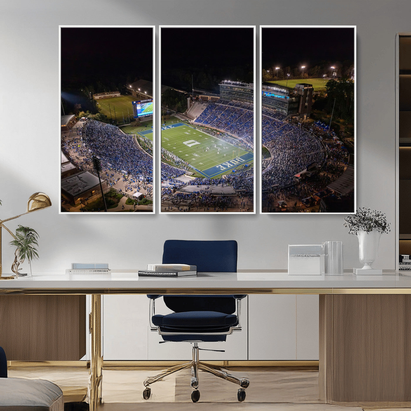 MGV-FC-48X32-3P - Duke University Blue Devils Football Print Canvas - Durham Wallace Wade Stadium Wall Art Canvas