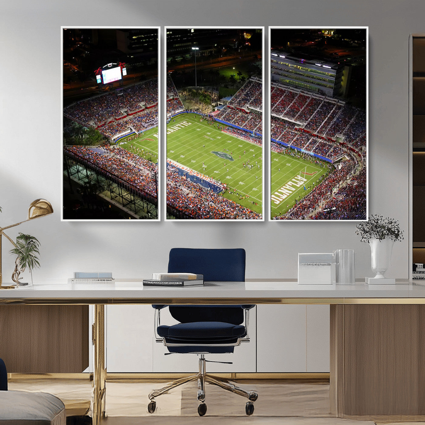 MGV-FC-48X32-3P - Florida Atlantic University Owls Canvas Print, Football Team Print - Boca Raton FAU Stadium Wall Art