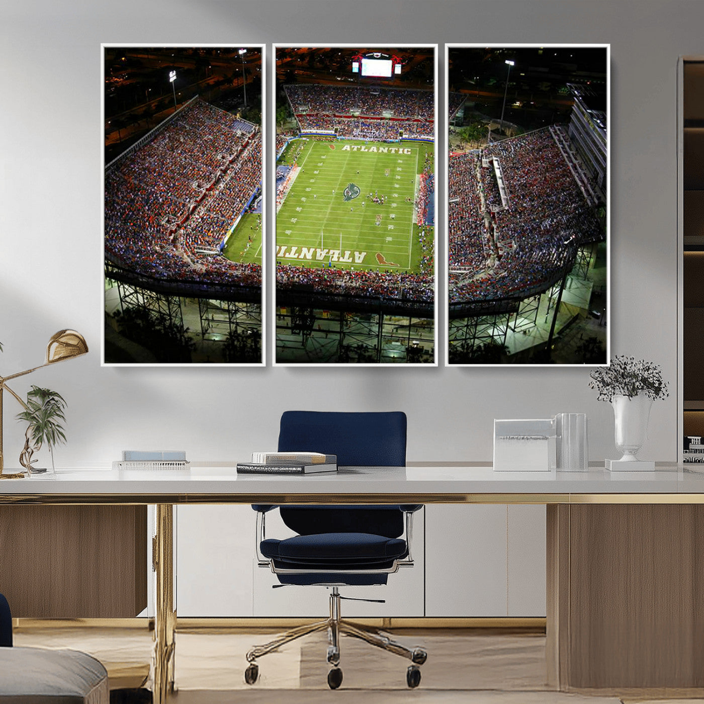 MGV-FC-48X32-3P - Florida Atlantic University Owls Football Team Print - Boca Raton FAU Stadium Wall Art Canvas Print