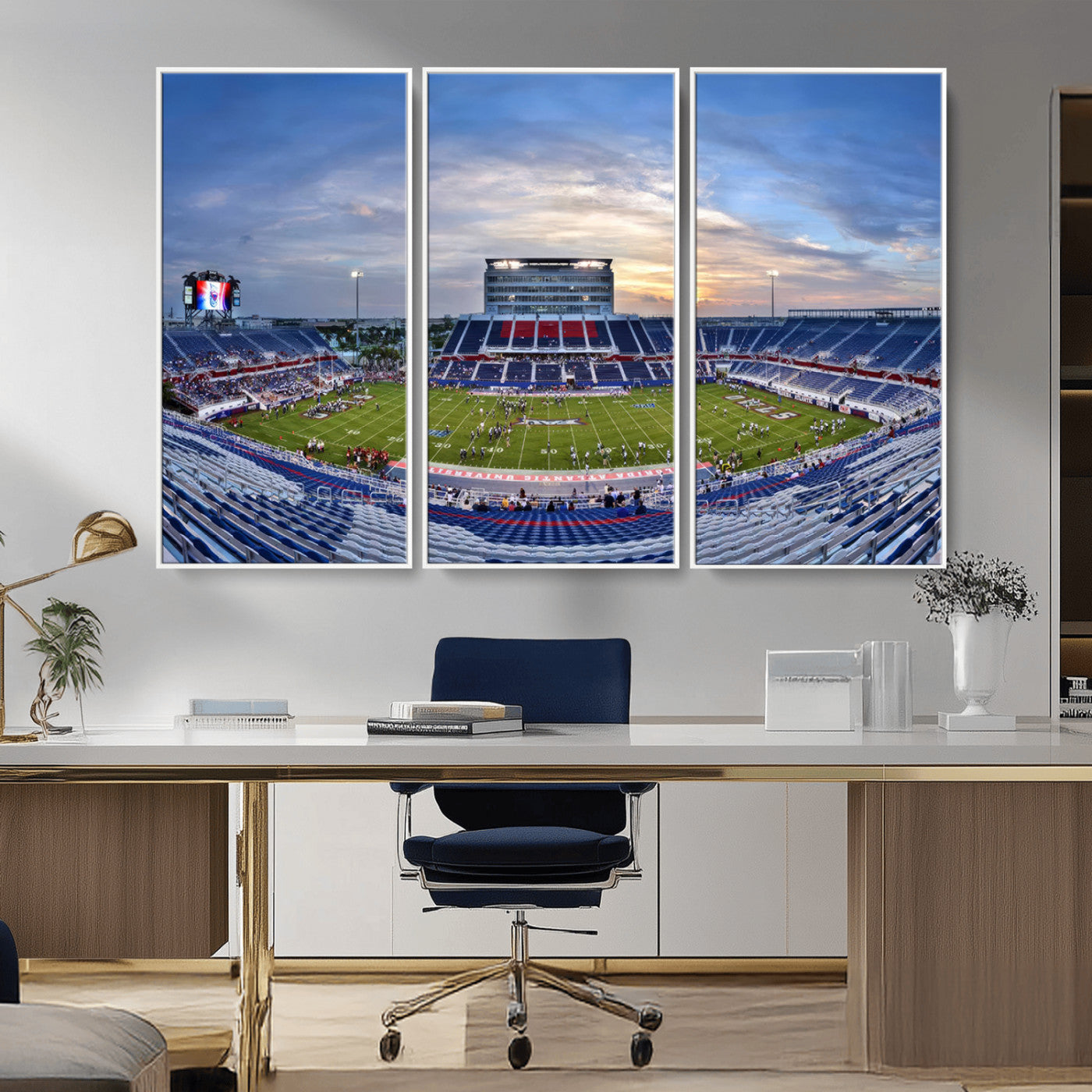 MGV-FC-48X32-3P - Florida Atlantic University Owls Football Team Print - Boca Raton FAU Stadium Wall Art Canvas Print