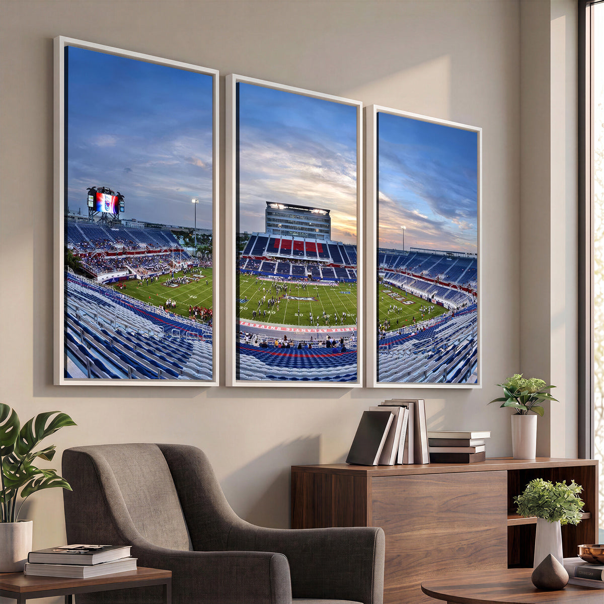 69559-MGV-CV-36X24 - Florida Atlantic University Owls Football Team Print - Boca Raton FAU Stadium Wall Art Canvas Print