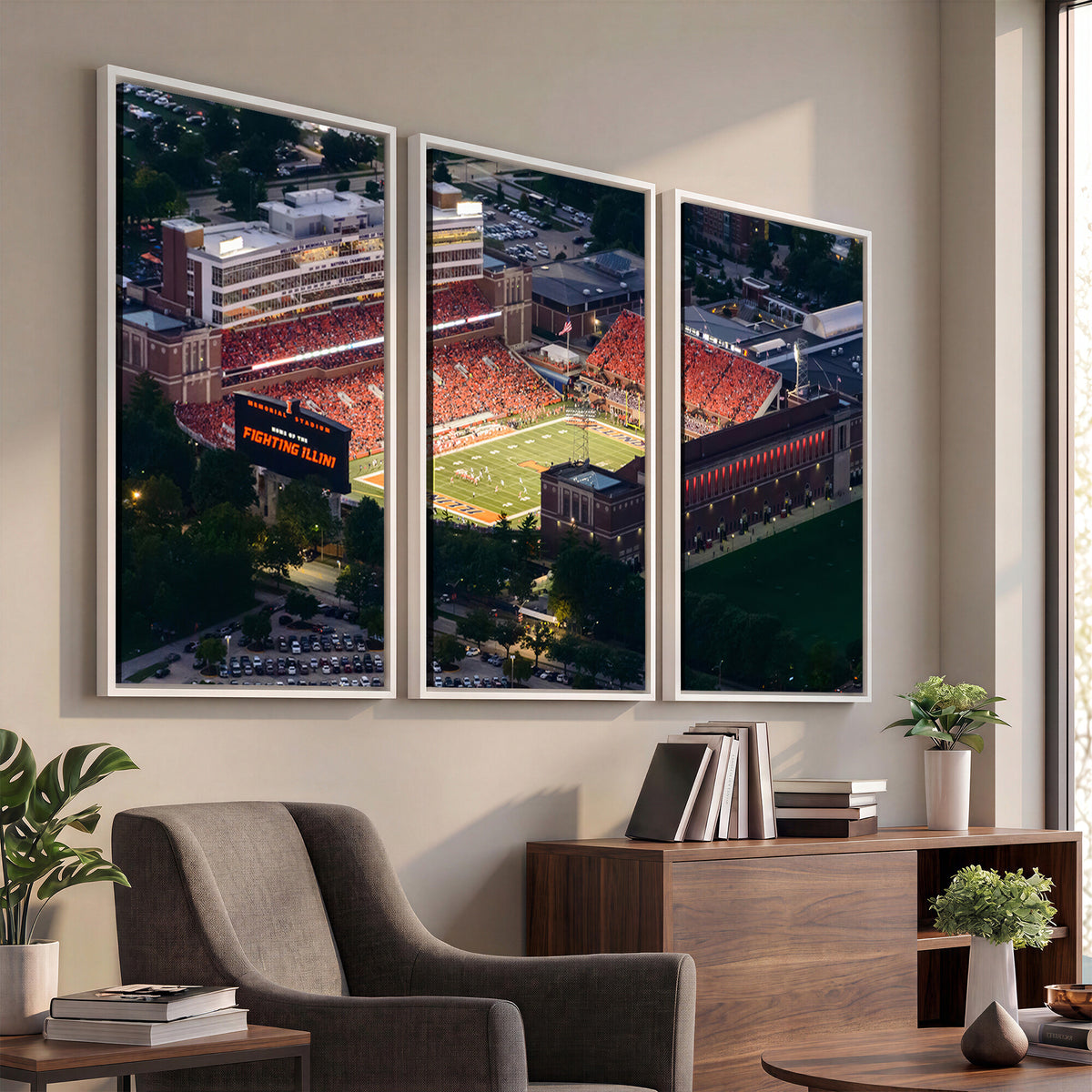 78052-MGV-CV-36X24 - University of Illinois Fighting Illini Football Team Print - Champaign Illinois Memorial Stadium