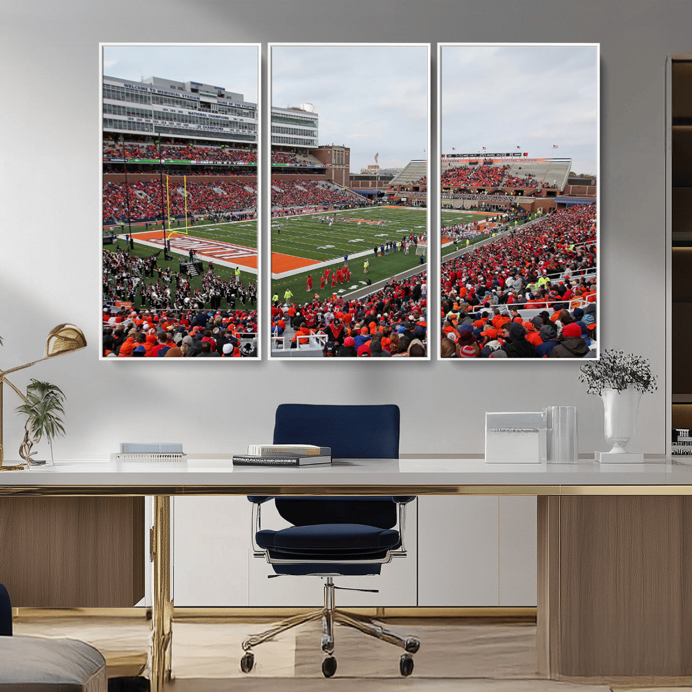 MGV-FC-48X32-3P - University of Illinois Fighting Illini Football Team Print - Champaign Illinois Memorial Stadium