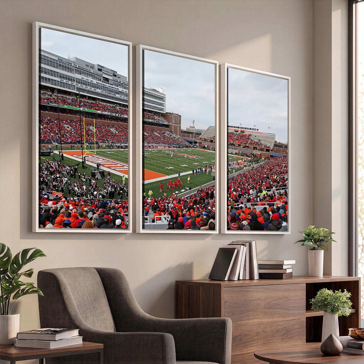 86851-MGV-CV-36X24 - University of Illinois Fighting Illini Football Team Print - Champaign Illinois Memorial Stadium