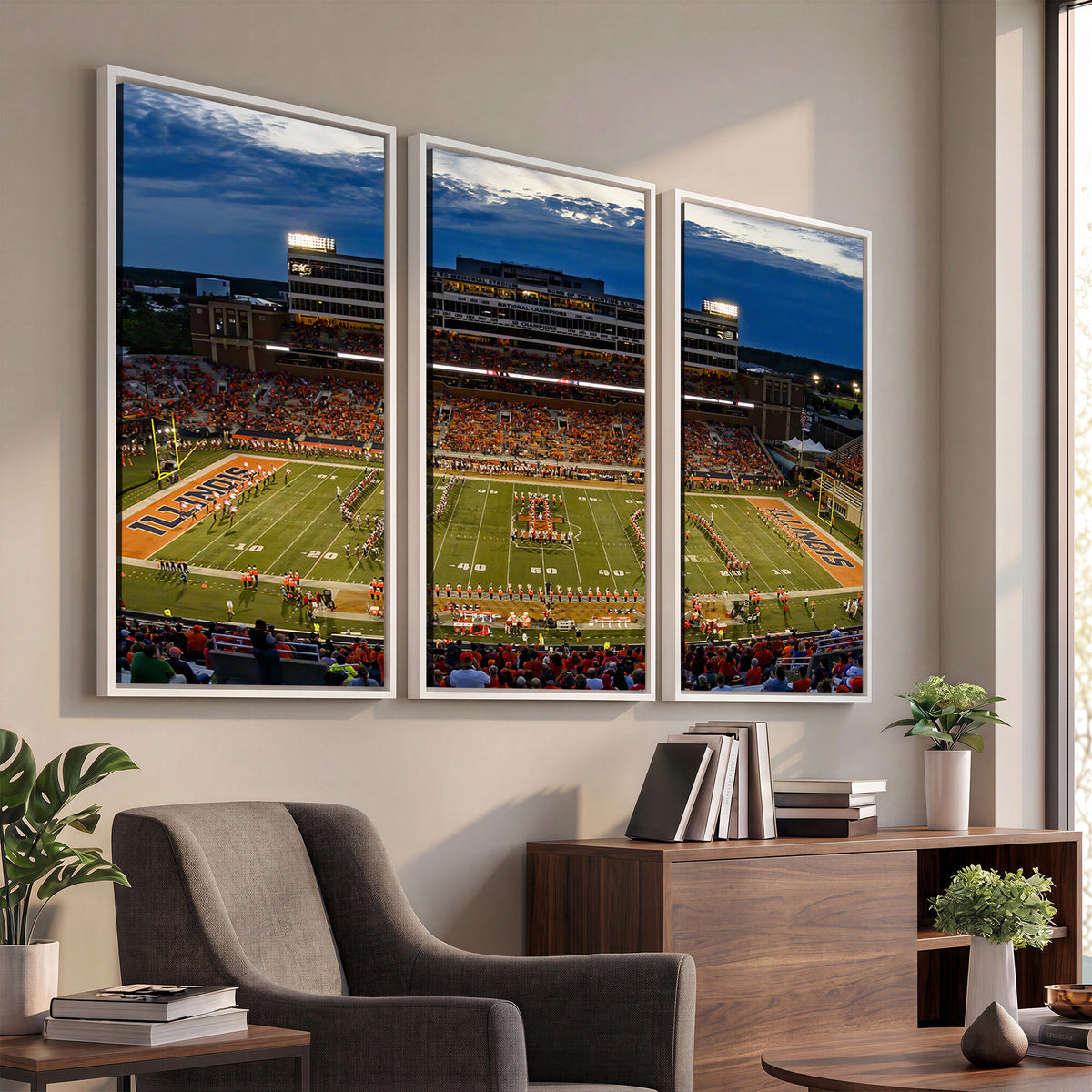 44513-MGV-CV-36X24 - University of Illinois Fighting Illini Football Team Print - Champaign Illinois Memorial Stadium