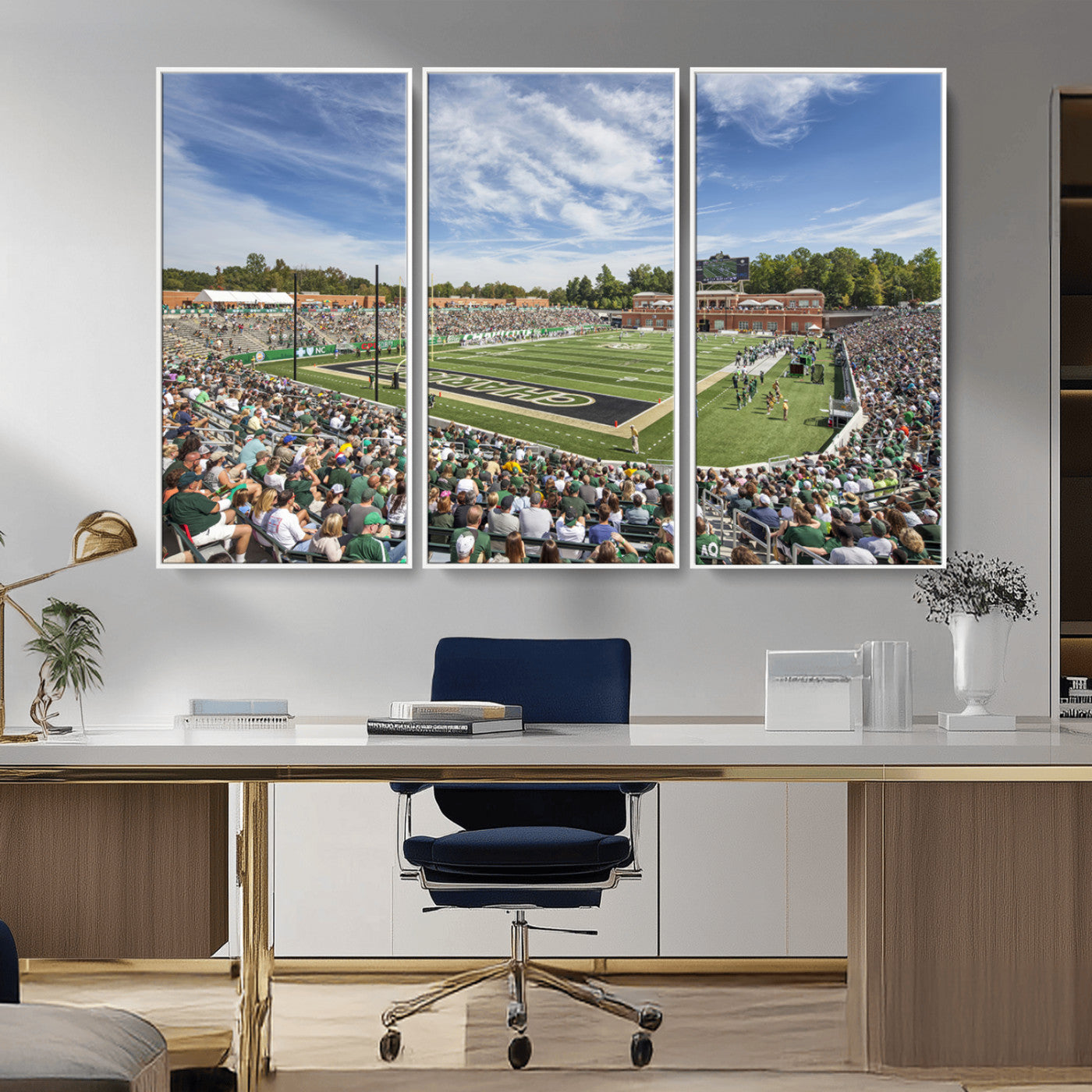 MGV-FC-48X32-3P - University of Charlotte 49ers Football Team Print - Charlotte Jerry Richardson Stadium Canvas Print
