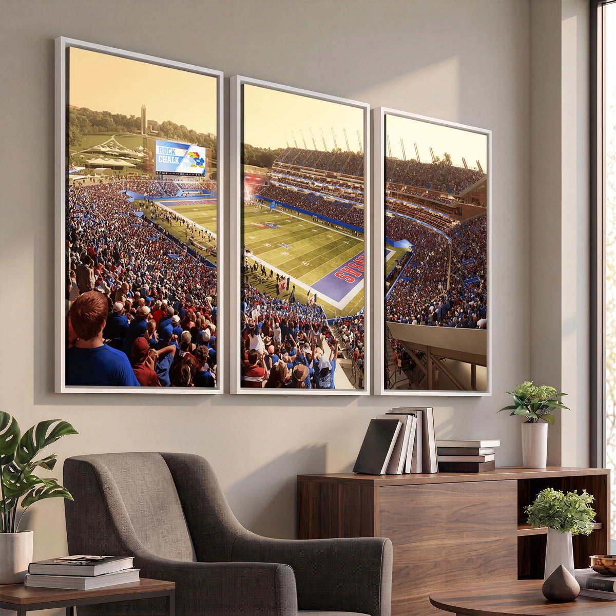 71731-MGV-CV-36X24 - University of Kansas Jayhawks Football Team Print - Lawrence Kansas Memorial Stadium Wall Art Canvas