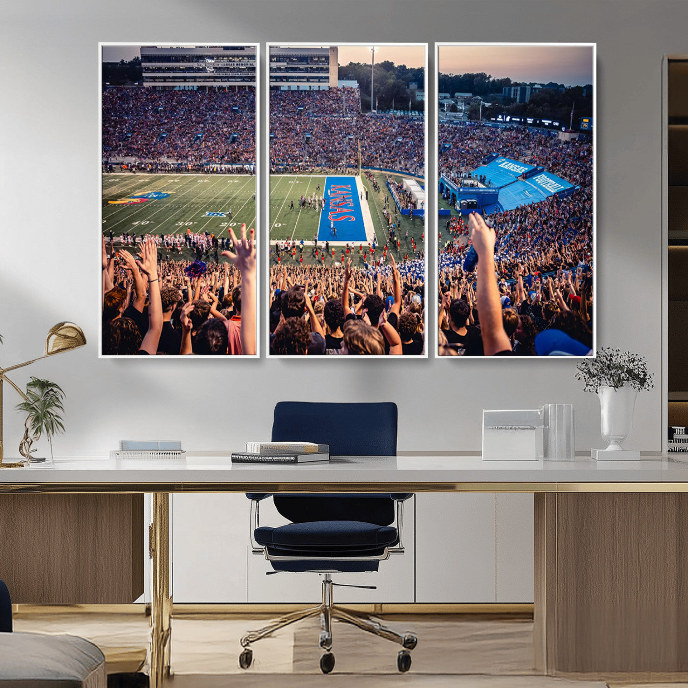 MGV-FC-48X32-3P - University of Kansas Jayhawks Football Team Art Print - Lawrence Kansas Memorial Stadium Wall Art