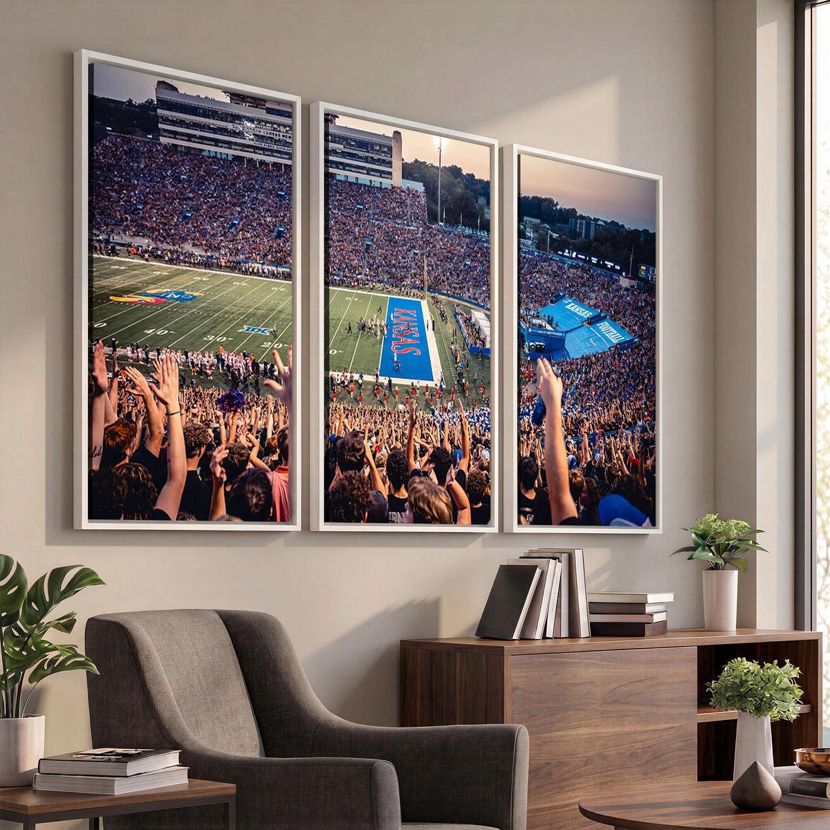 40169-MGV-CV-36X24 - University of Kansas Jayhawks Football Team Art Print - Lawrence Kansas Memorial Stadium Wall Art