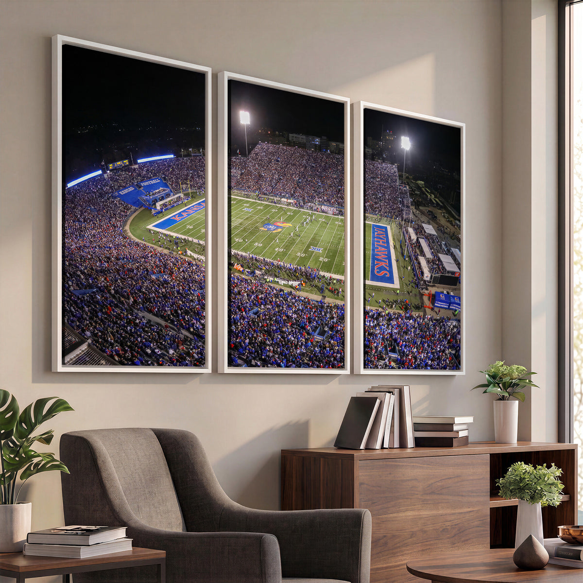 69760-MGV-CV-36X24 - University of Kansas Jayhawks Football Team Print - Lawrence Kansas Memorial Stadium Wall Art Canvas