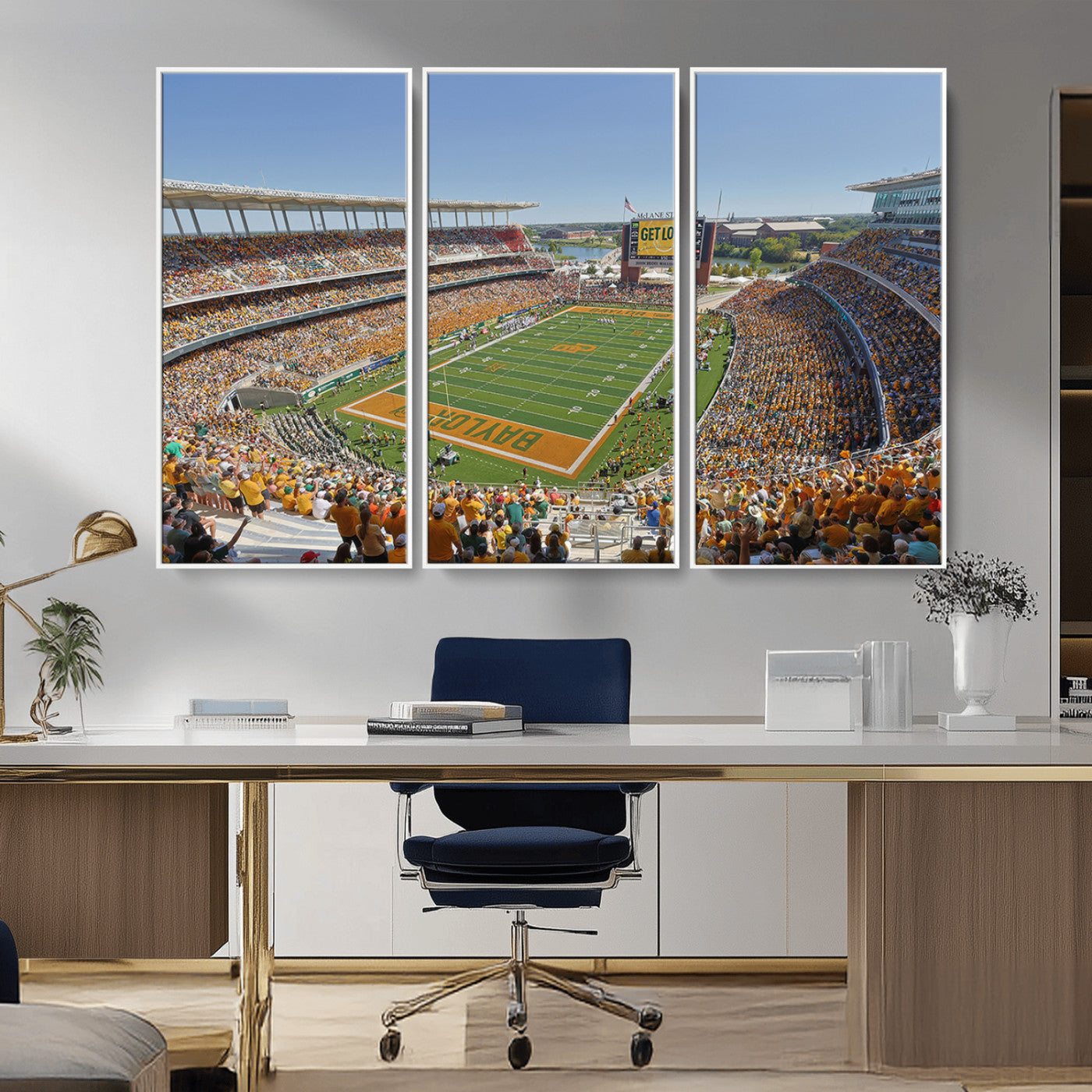 MGV-FC-48X32-3P - Baylor University Bears Football Team Print - Waco McLane Stadium Wall Art Canvas Print