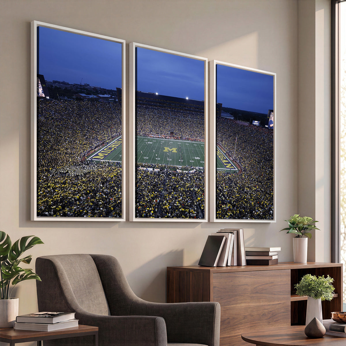34202-MGV-CV-36X24 - University of Michigan Wolverines Football Team Print - Ann Arbor Michigan Stadium Wall Art Canvas