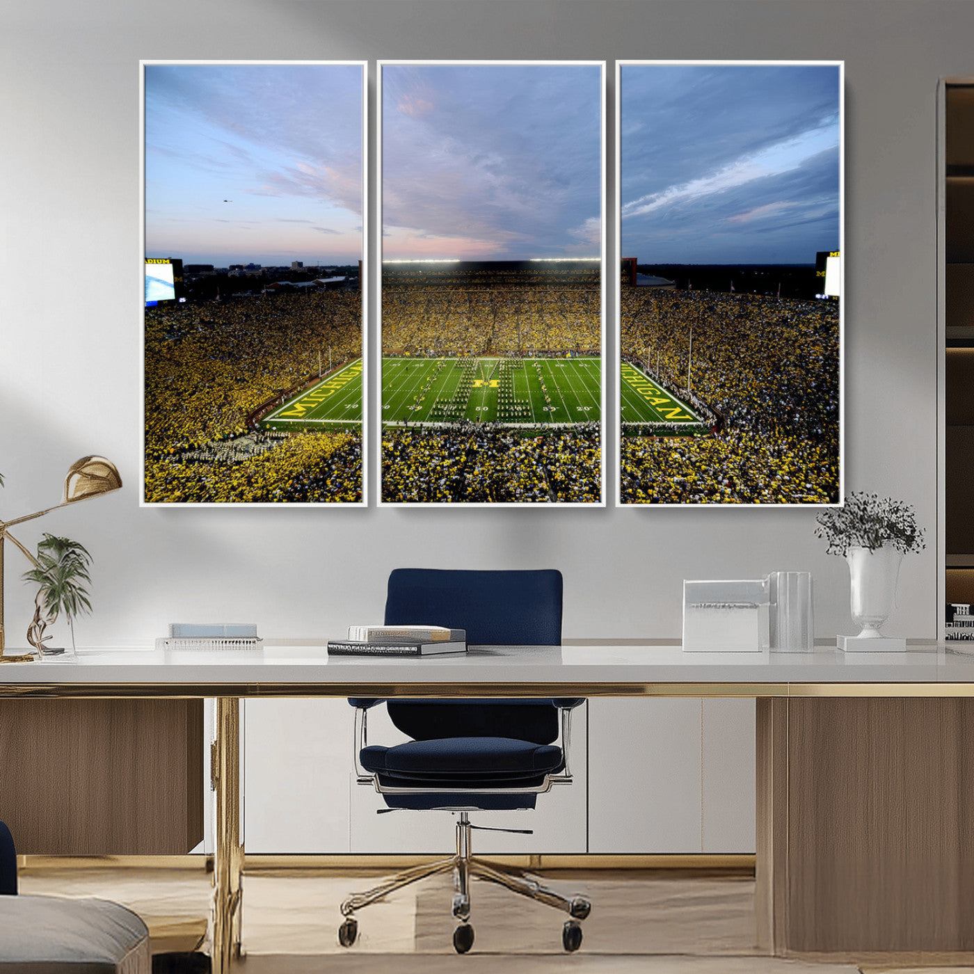 MGV-FC-48X32-3P - University of Michigan Wolverines Football Team Print - Ann Arbor Michigan Stadium Wall Art Canvas