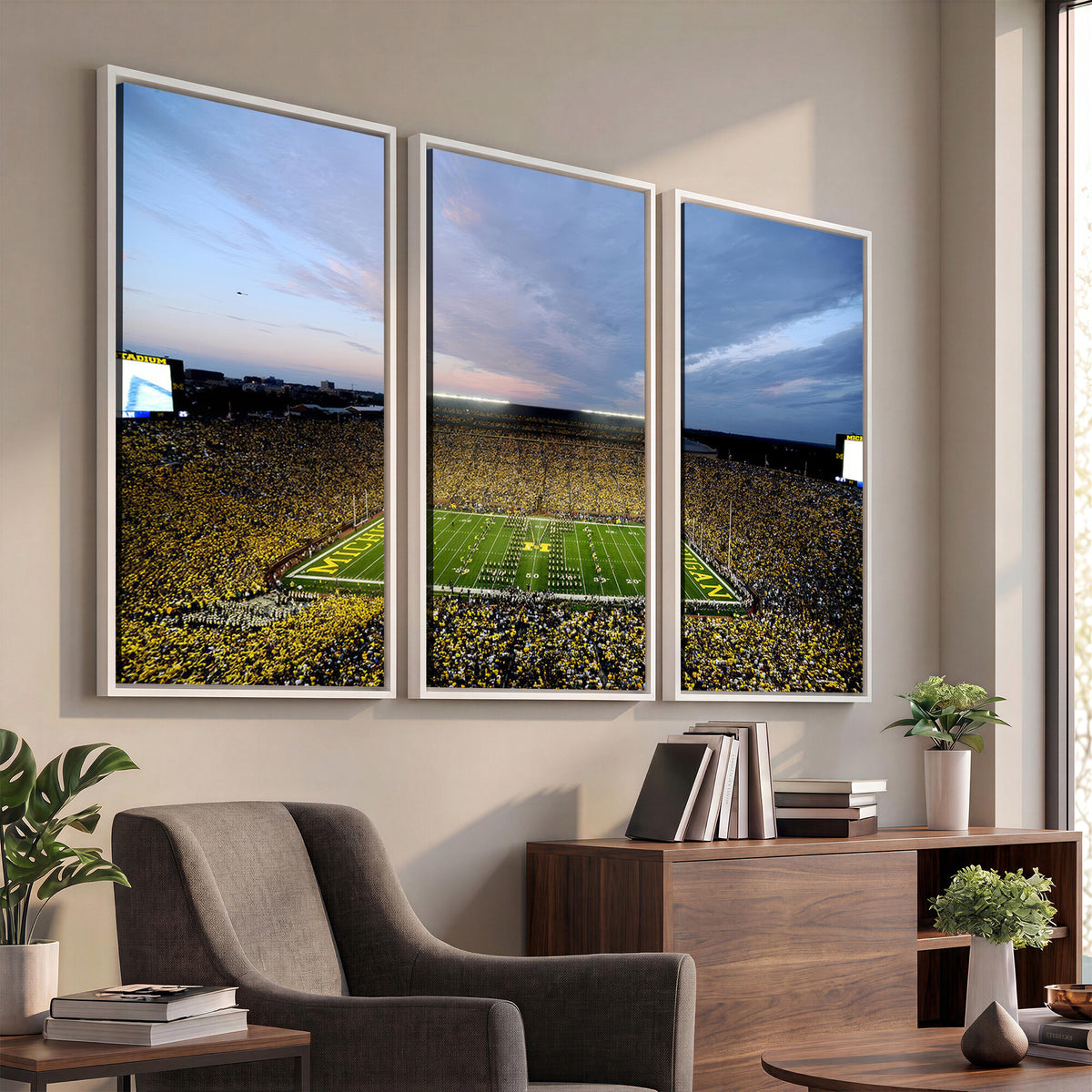 82641-MGV-CV-36X24 - University of Michigan Wolverines Football Team Print - Ann Arbor Michigan Stadium Wall Art Canvas