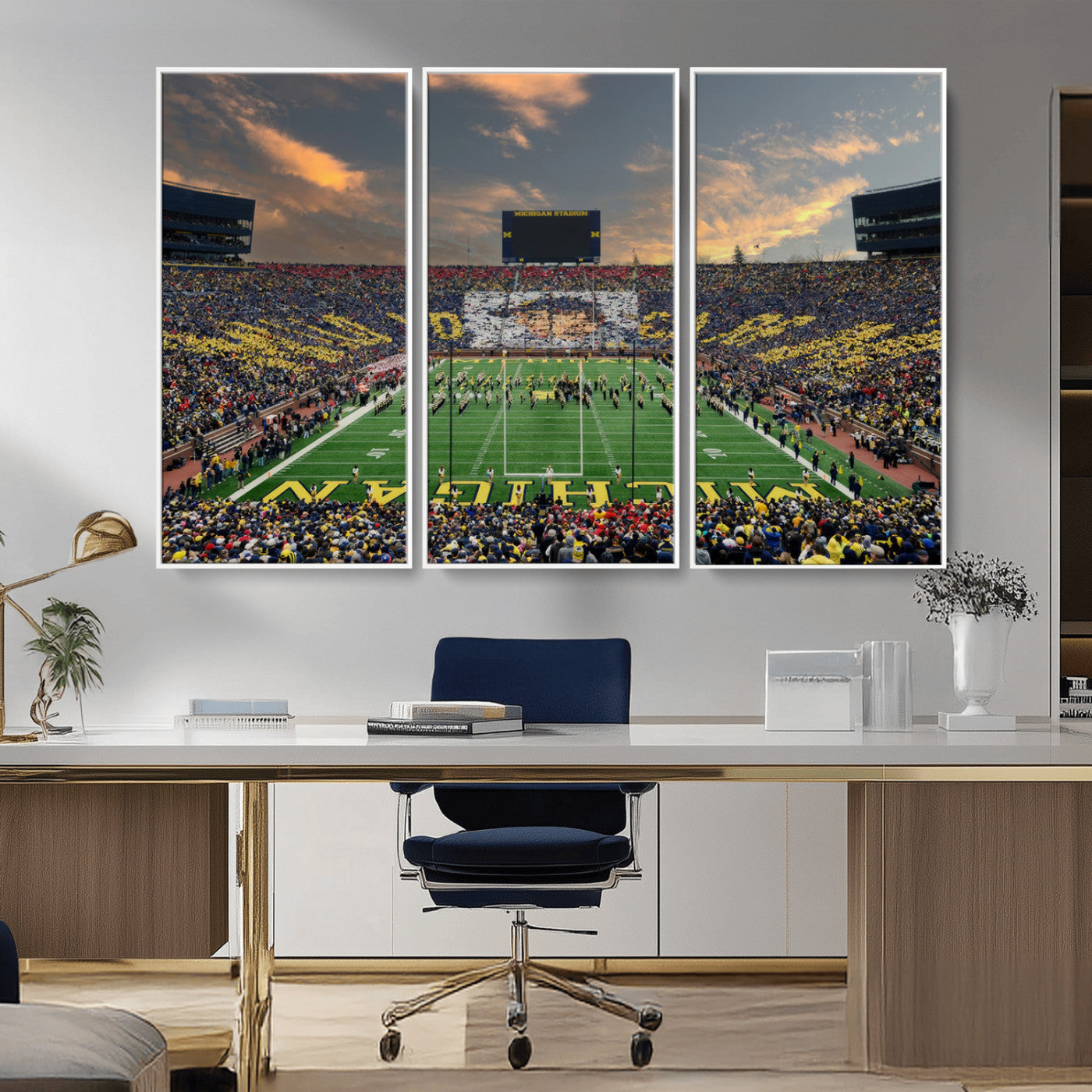 MGV-FC-48X32-3P - University of Michigan Wolverines Print Canvas, Football Team Print - Ann Arbor Michigan Stadium
