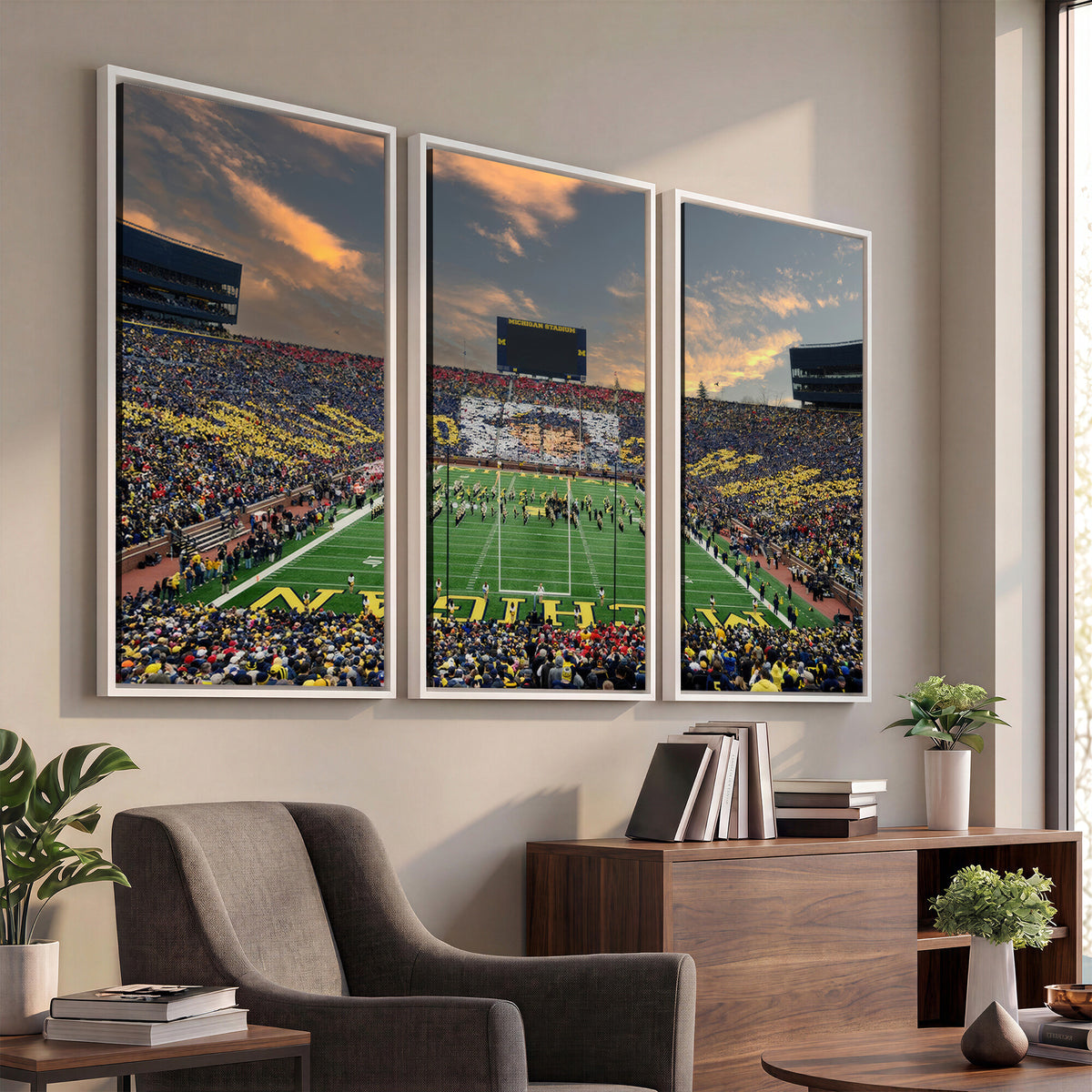 81843-MGV-CV-36X24 - University of Michigan Wolverines Print Canvas, Football Team Print - Ann Arbor Michigan Stadium