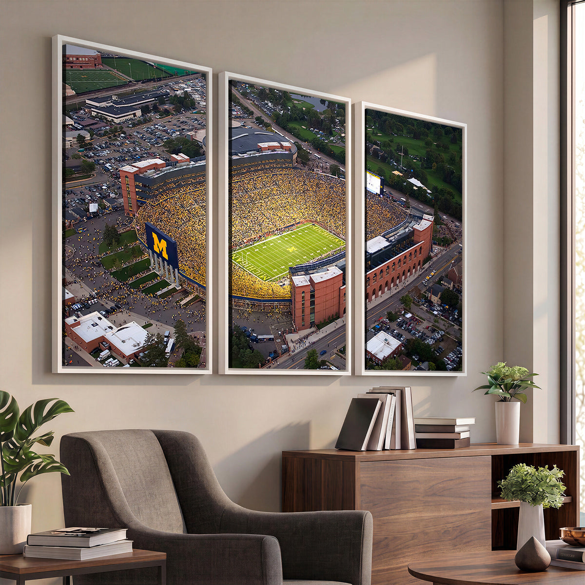 95248-MGV-CV-36X24 - University of Michigan Wolverines Football Team Print - Ann Arbor Michigan Stadium Wall Art Canvas