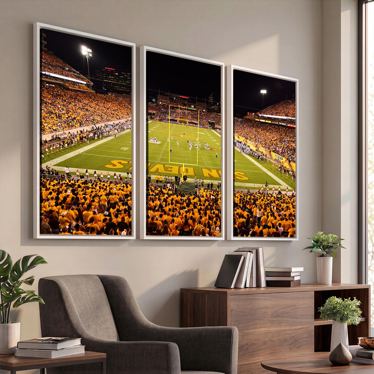 21588-MGV-CV-36X24 - ASU Sun Devils Football Team Print - Phoenix Mountain America Stadium Wall Art Canvas Print