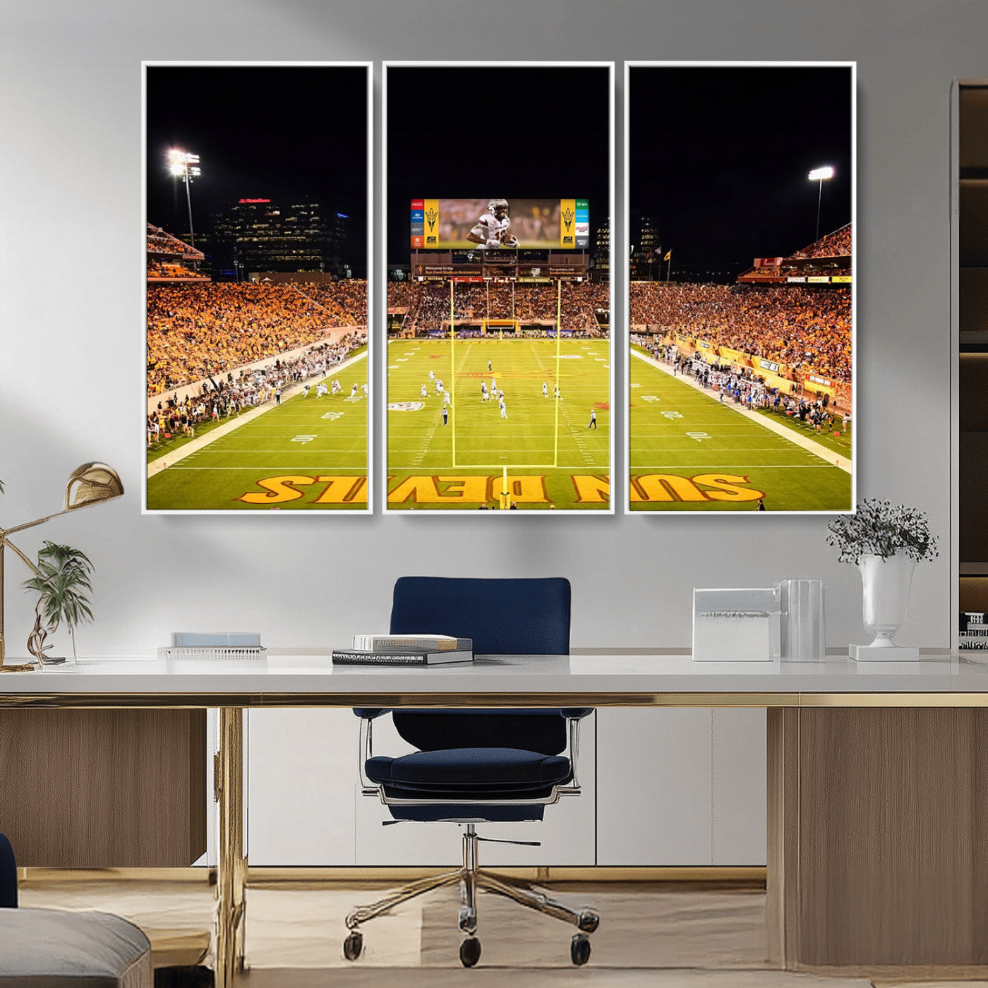 MGV-FC-48X32-3P - ASU Sun Devils Football Team Print - Phoenix Mountain America Stadium Canvas Print