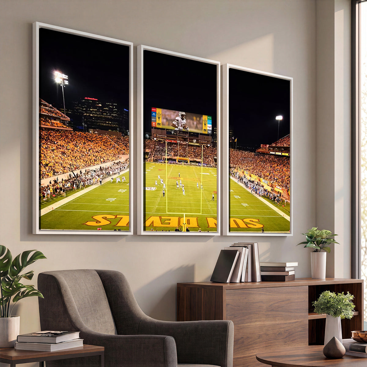 87612-MGV-CV-36X24 - ASU Sun Devils Football Team Print - Phoenix Mountain America Stadium Canvas Print