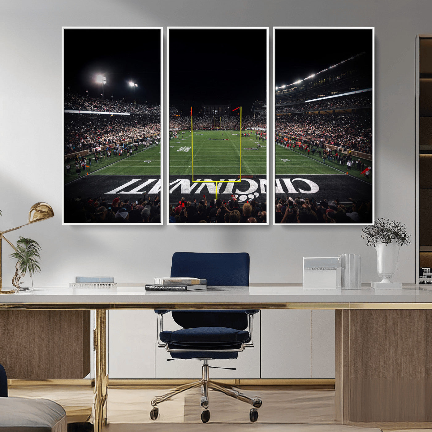 MGV-FC-48X32-3P - Cincinnati Bearcats Football Team Print - Nippert Stadium Wall Art Canvas Print