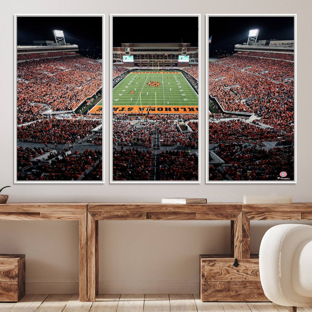 Oklahoma State Cowboys Canvas Print, Football Team Print - Stillwater Boone Pickens Stadium Wall Art Canvas Print