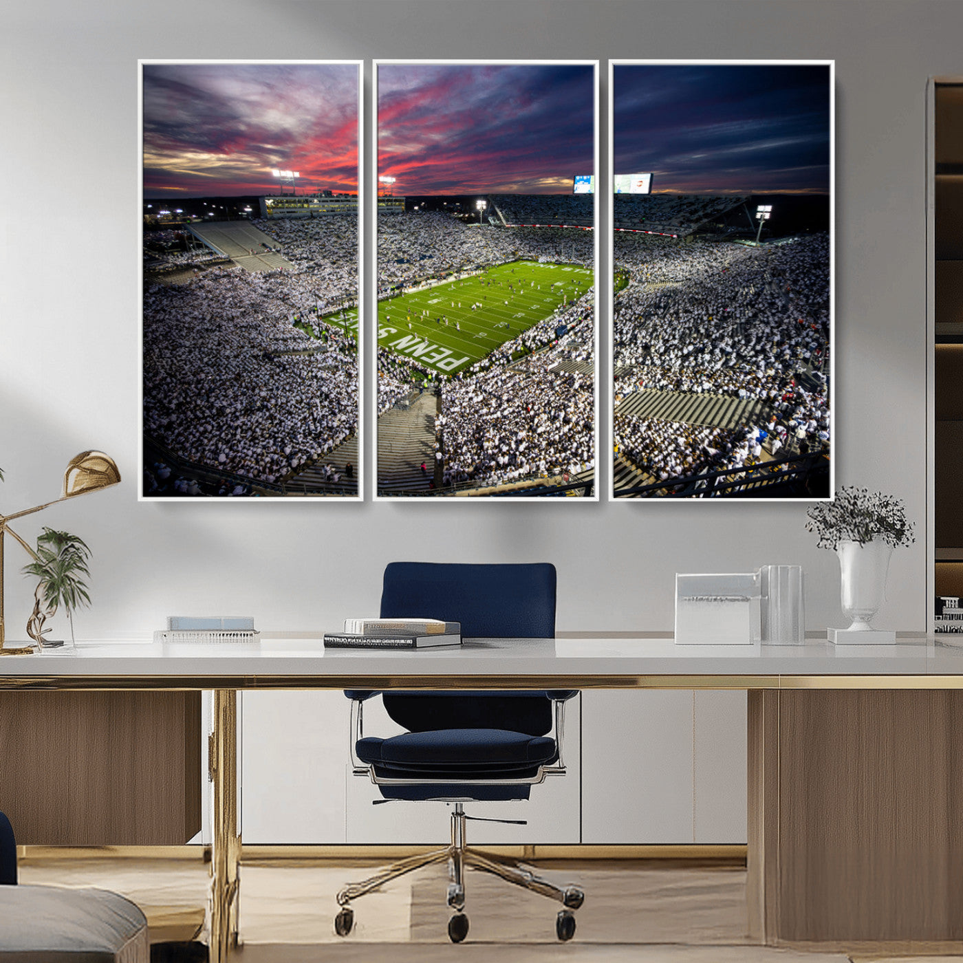 MGV-FC-48X32-3P - Penn State Nittany Lions Football Team Print - University Park Beaver Stadium Art Canvas Print