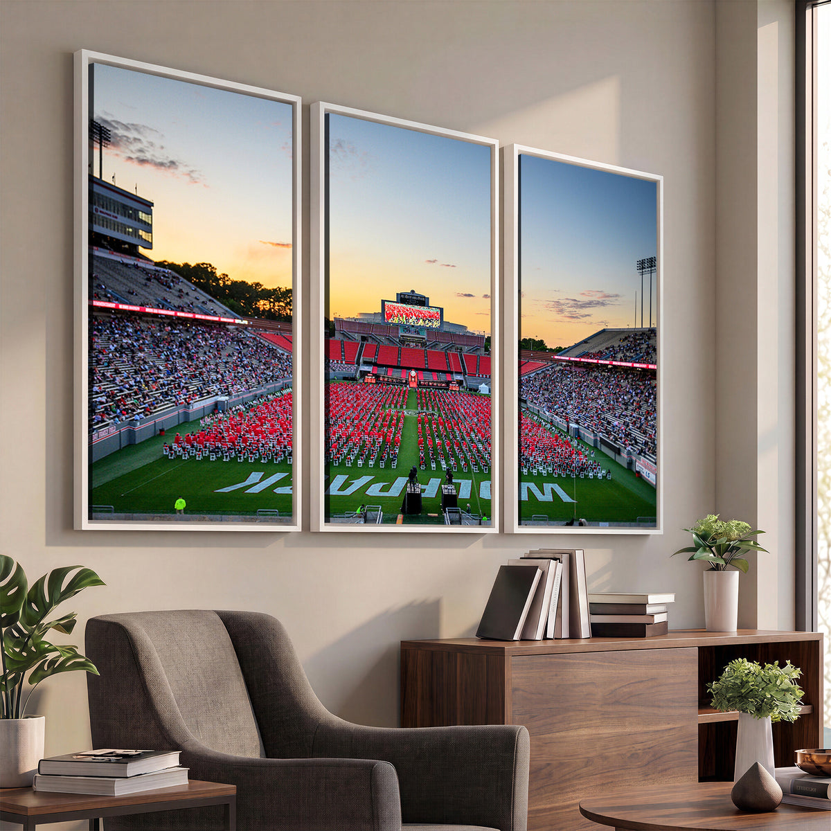 35266-MGV-CV-36X24 - NC State Wolfpack Football Team Print Wall Art - Raleigh Carter-Finley Stadium Wall Art Canvas Print