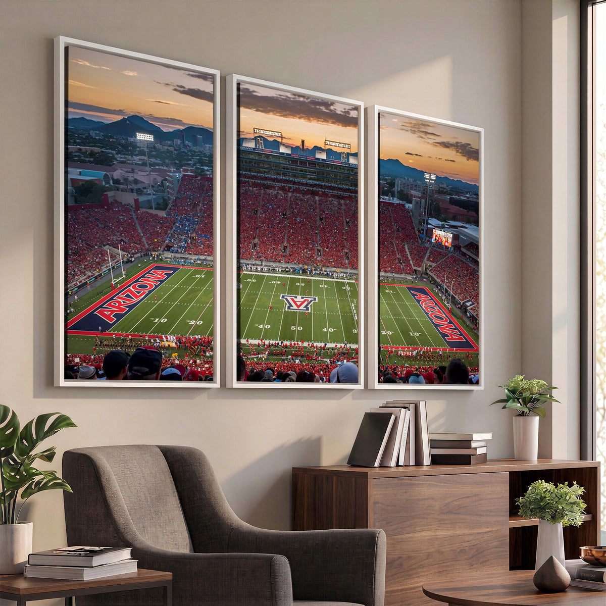 99722-MGV-CV-36X24 - Framed Arizona Wildcats Football Team Print - Tucson Arizona Stadium Wall Art Canvas Print