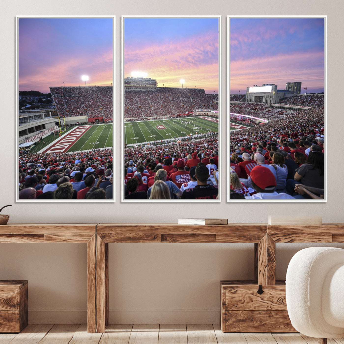 13046-MGV-CV-36X24-Indiana University Hoosiers Football Team Print - Bloomington Memorial Stadium Wall Art Canvas Print
