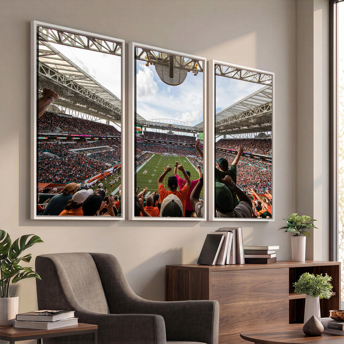 66239-PAN-FL-20X10 - Miami Hurricanes Football Team Wall Art Print - Miami Hard Rock Stadium Wall Art Canvas Print