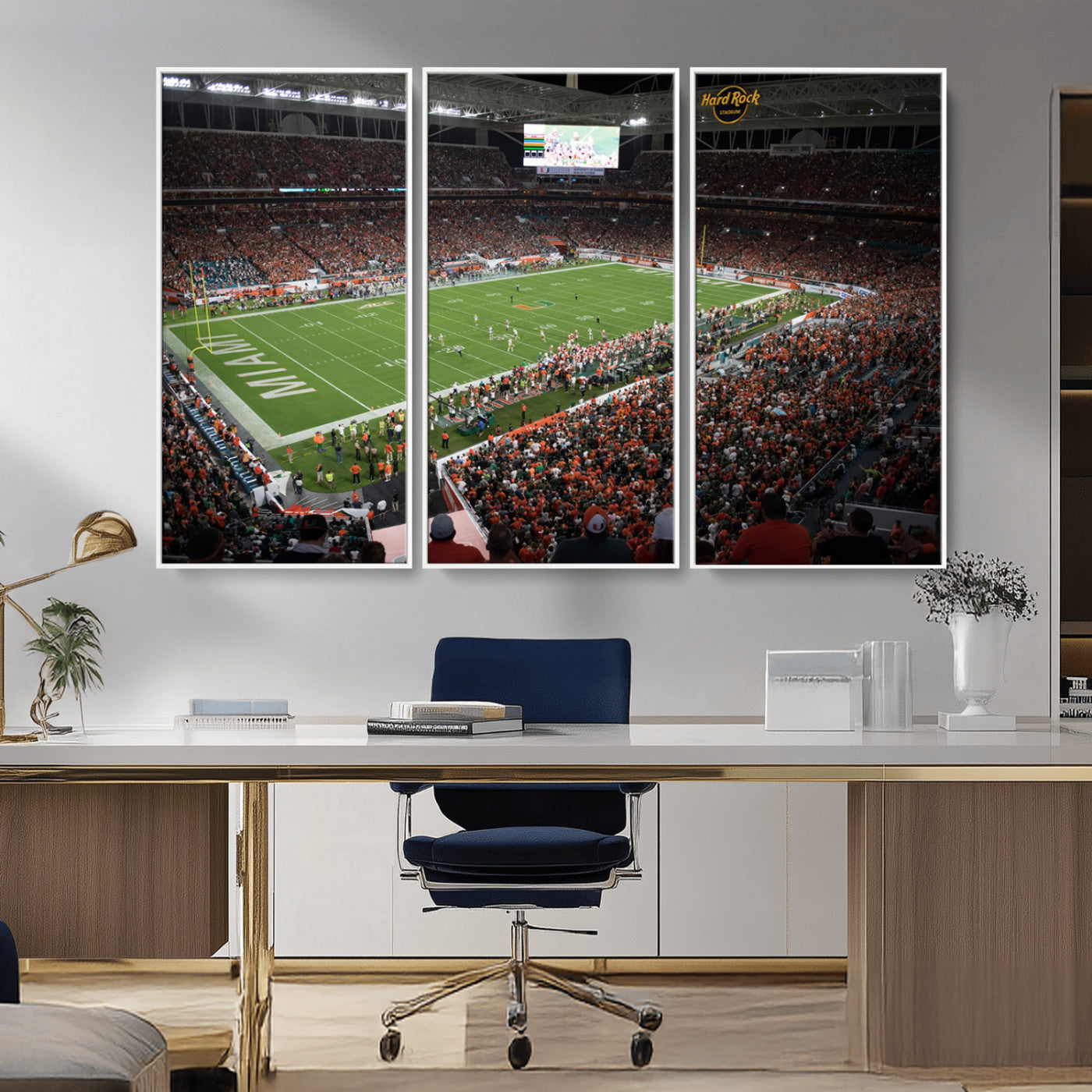 MGV-FC-48X32-3P - Miami Hurricanes Football Team Print Canvas- Miami Hard Rock Stadium Wall Art Canvas Print