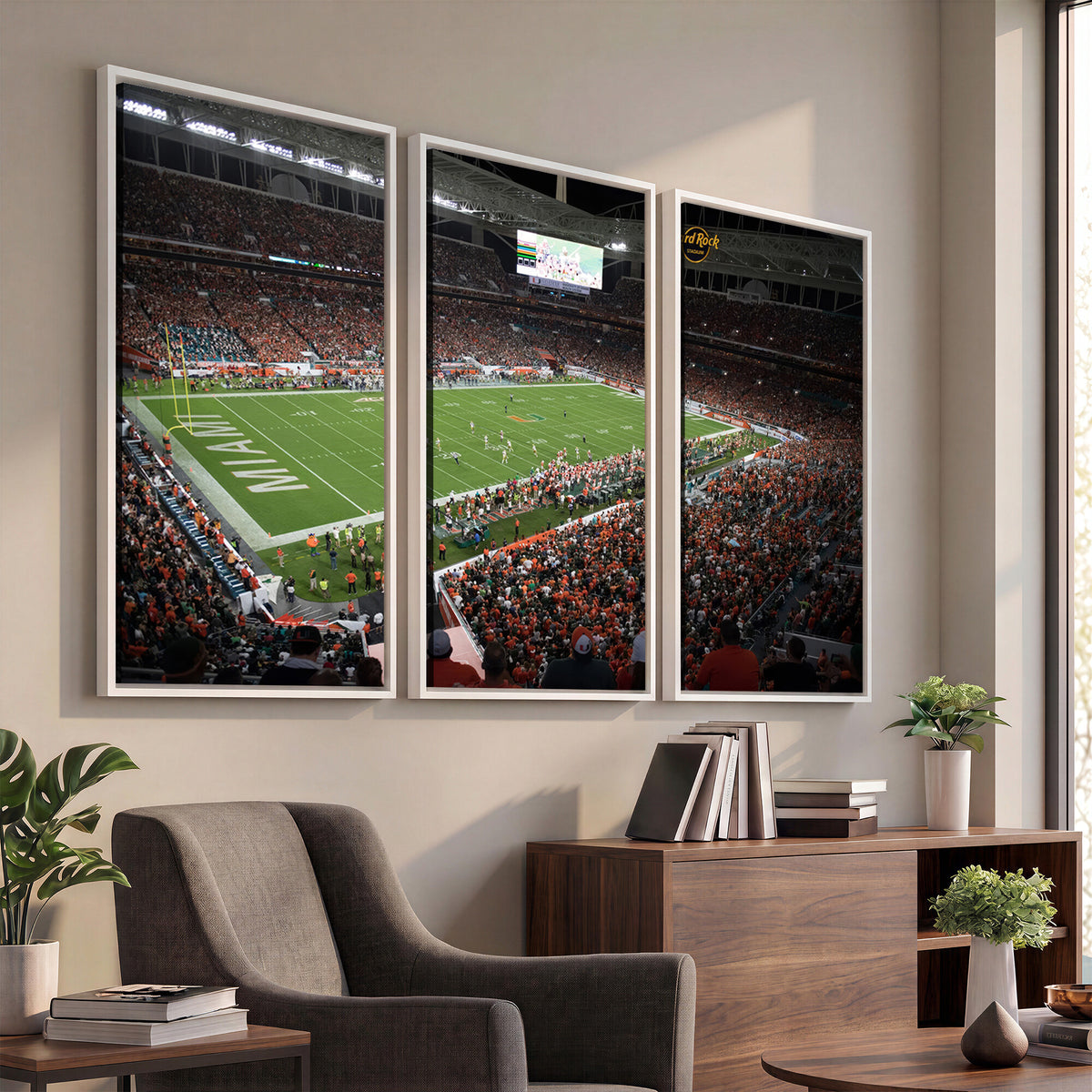 33698-PAN-FL-20X10 - Miami Hurricanes Football Team Print Canvas- Miami Hard Rock Stadium Wall Art Canvas Print