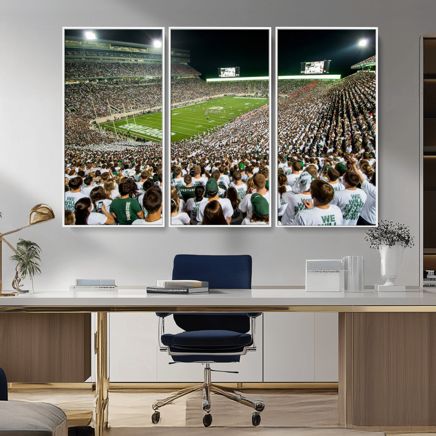 MGV-FC-48X32-3P - Michigan State Spartans Football Canvas Print - East Lansing Spartan Stadium Wall Art Canvas Print