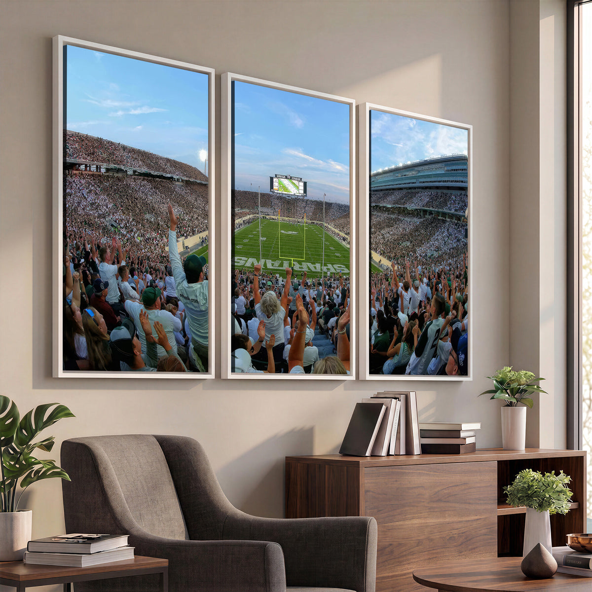 73105-PAN-FL-20X10 - Michigan State Spartans Football Team Art Print - East Lansing Spartan Stadium Wall Art Canvas Print
