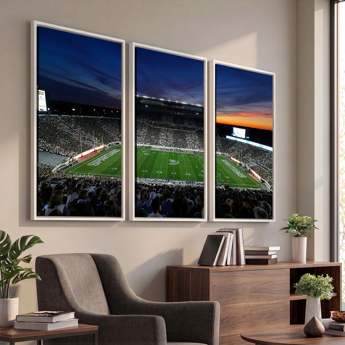49074-PAN-FL-20X10 - Michigan State Spartans Football Team Print - East Lansing Spartan Stadium Canvas Print