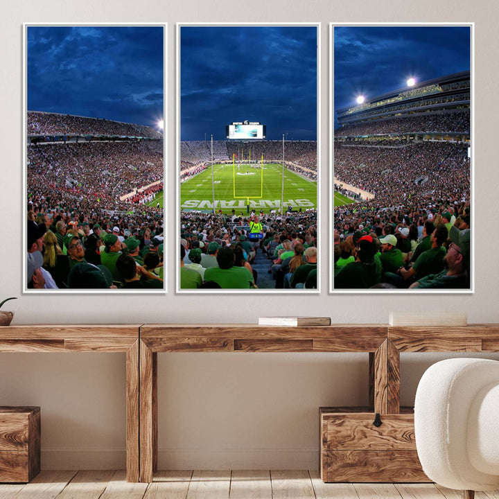 Michigan State Spartans Football Team Print - East Lansing Spartan Stadium Wall Art Canvas Print